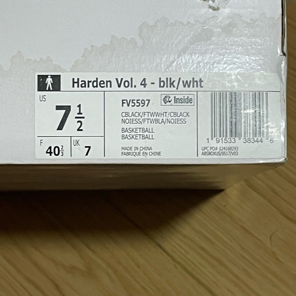 Adidas Harden Vol 4 - Blk/Wht - Men’s 7.5 - Picture 5 of 5